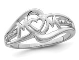Sterling Silver Rhodium Plated MOM Heart Ring
